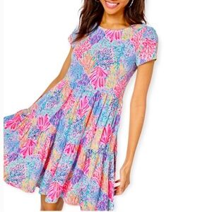 Lilly Pulitzer GEANNA short sleeve dress in multi splashdance size medium NWT